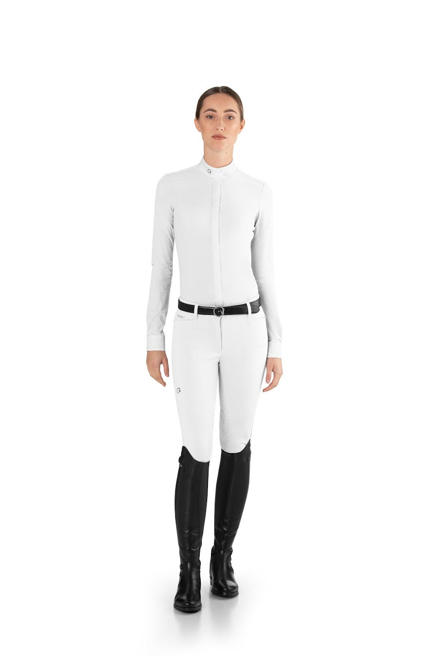 Polo Top - Long Sleeve White