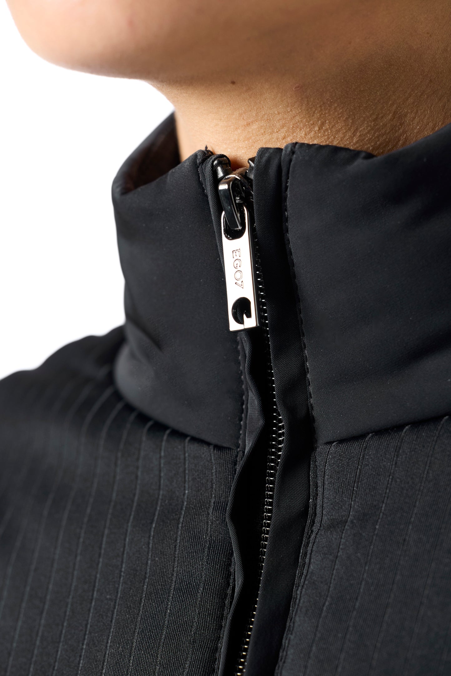 Padded Ribbed Vest - Black