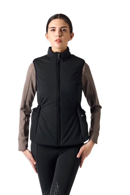 Padded Ribbed Vest - Black