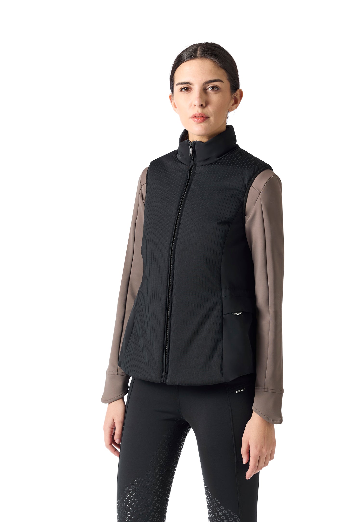 Padded Ribbed Vest - Black